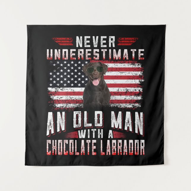 Dog Lover | Never Underestimate Old Man Labrador Tapestry (Front)