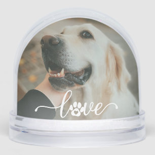  dog Lover Paw Pet Photo Typography Heart Owner Snowglobe