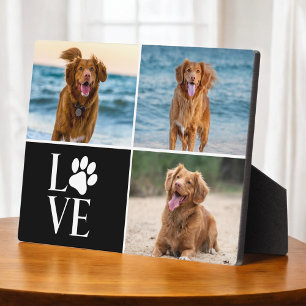 Dog Lover Paw Pets Modern 3 Photo Collage  Plaque