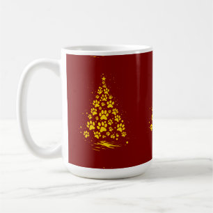 Dog Lover Paw Print Christmas Tree 4 Coffee Mug