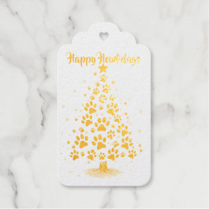 Dog Lover Paw Print Christmas Tree Gift Tags