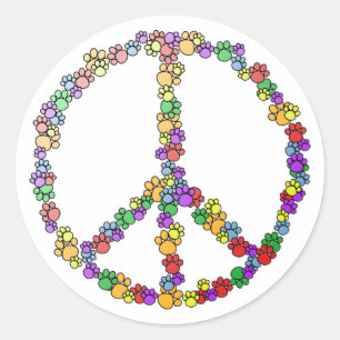 Dog Lover Peace Classic Round Sticker