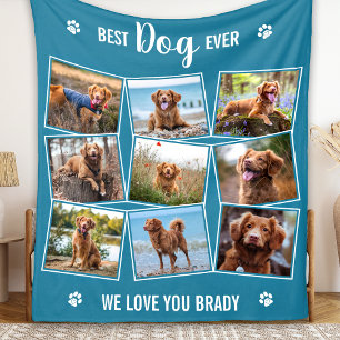 Dog Lover Personalised 9 Cute Pet Photo Collage Fleece Blanket