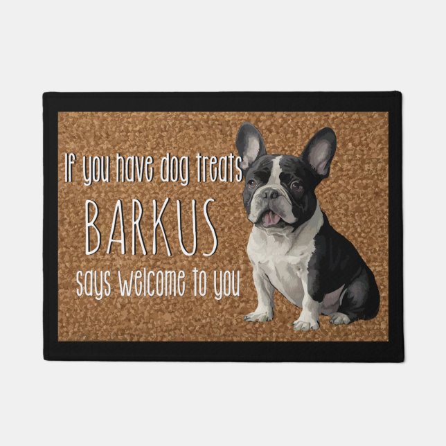 Dog Lover Personalised French Bulldog Name Doormat (Front)