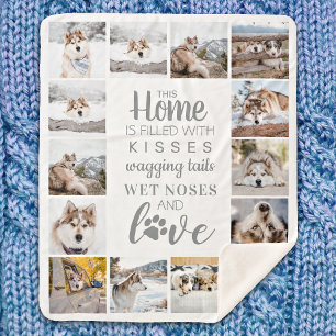 Dog Lover Personalised Pet Photo Collage Fleece Bl Sherpa Blanket