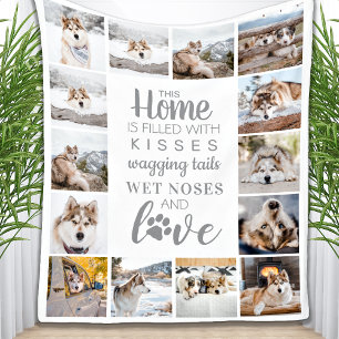 Dog Lover Personalised Pet Photo Collage Fleece Blanket