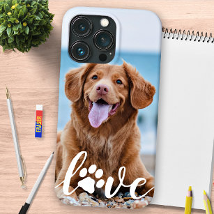 Dog Lover Personalised Pet Photo LOVE Paw Print iPhone 13 Pro Case