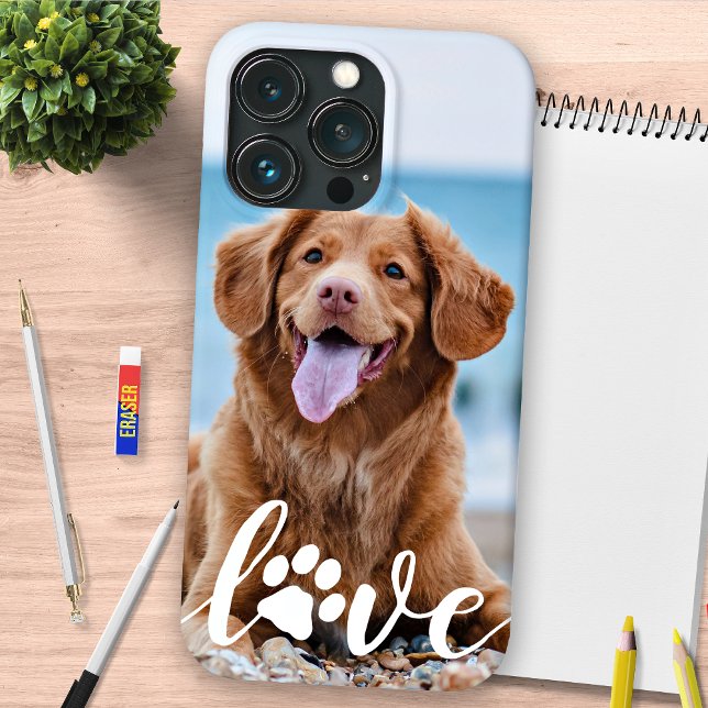 Dog Lover Personalised Pet Photo LOVE Paw Print Case-Mate iPhone Case (Creator Uploaded)