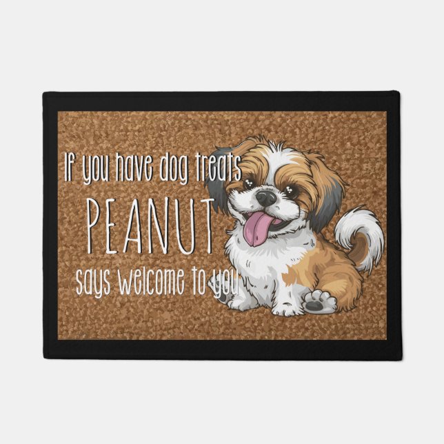 Dog Lover Personalised Shih Tzu Puppy Name  Doormat (Front)