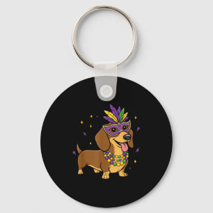 Dog Lover Pet Dachshund Mardi Gras Carnival Jester Key Ring