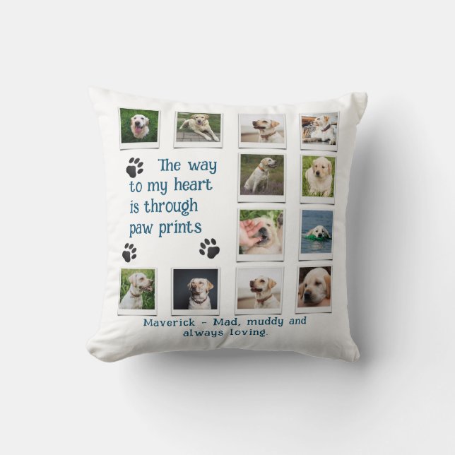 Dog Lover Pet Photo Collage Cushion (Front)