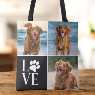 Dog Lover Photo Collage Custom Love Cute Pet Tote Bag