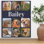 Dog Lover Photo Collage Personalised Navy Blue Faux Canvas Print<br><div class="desc">Celebrate your best friend with a custom pet photo collage canvas print. Whether you have a new puppy, or to memorialise all the special moments thru each year, every pet deserves a personalised pet photo canvas ! Our dog photo canvas has 9 photos, bold monogram name to personalise .See 'personalise...</div>