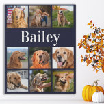 Dog Lover Photo Collage Personalised Pet Navy Blue Faux Canvas Print<br><div class="desc">Celebrate your best friend with a custom pet photo collage canvas print. Whether you have a new puppy, or to memorialise all the special moments thru each year, every pet deserves a personalised pet photo canvas ! Our dog photo canvas has 9 photos, bold monogram name to personalise .See 'personalise...</div>