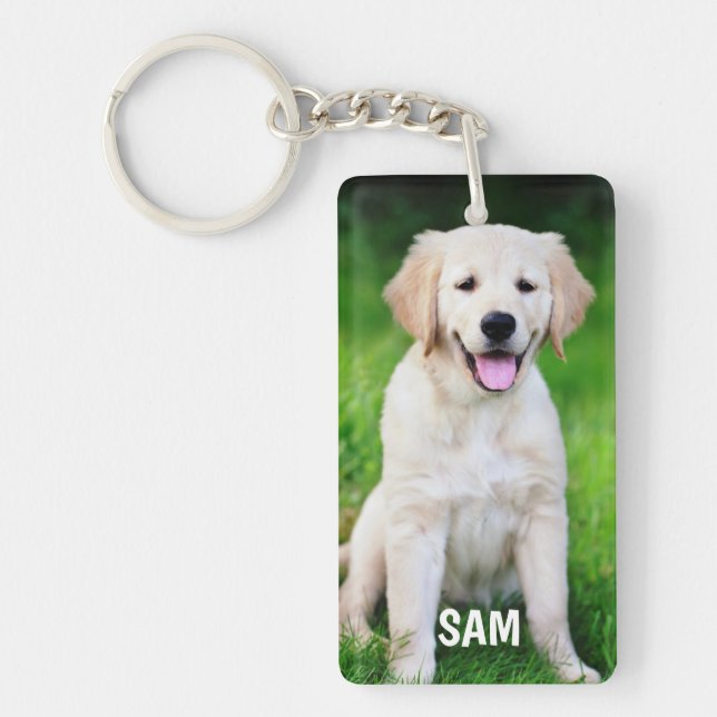 Dog Lover Photo, With Name Key Ring (Front)