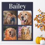 Dog Lover Picture Collage Pet Personalise Monogram Faux Canvas Print<br><div class="desc">Celebrate your best friend with a custom pet photo collage canvas print. Whether you have a new puppy, or to memorialise all the special moments thru each year, every pet deserves a personalised pet photo canvas ! Our dog photo canvas has 9 photos, bold monogram name to personalise .See 'personalise...</div>