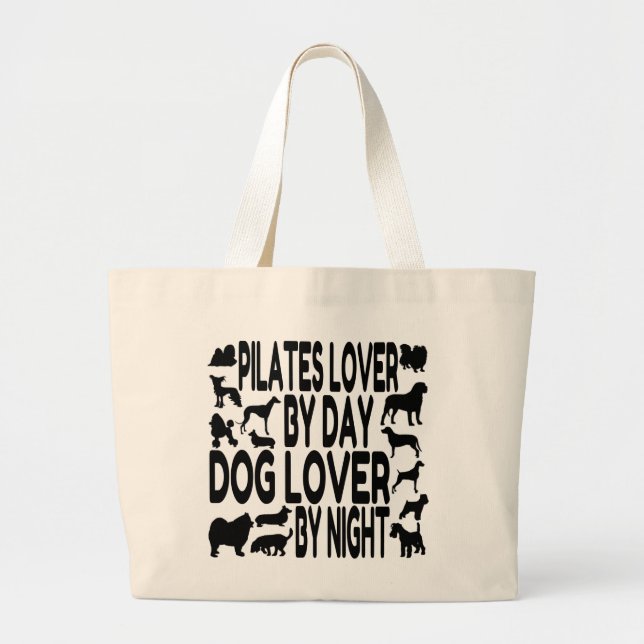 Dog Lover Pilates Lover Large Tote Bag (Front)