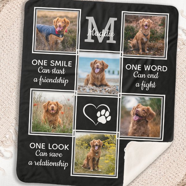 Dog Lover Quote Keepsake Unique Pet Photo Collage Sherpa Blanket (Creator Uploaded)