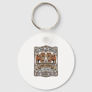 Dog Lover Quote Vintage Engraving Fluffy Dog Art_1 Key Ring