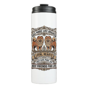 Dog Lover Quote Vintage Engraving Fluffy Dog Art_1 Thermal Tumbler