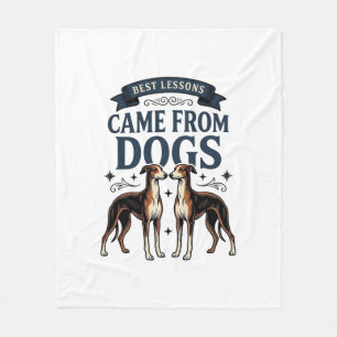 Dog Lover Quote Vintage Engraving Hound Typography Fleece Blanket