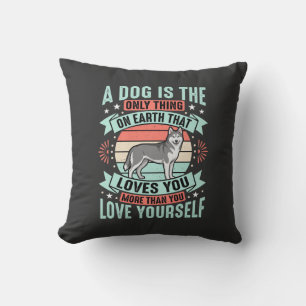 Dog Lover Quote Vintage Husky Graphic Cushion