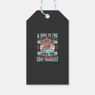Dog Lover Quote Vintage Husky Graphic Gift Tags