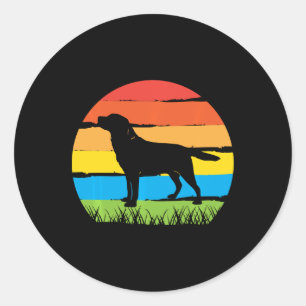 Dog Lover  Retro Vintage Sunset Labrador Retriever Classic Round Sticker