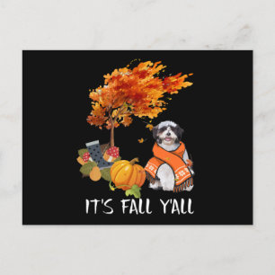 Dog Lover Shih Tzu is Fall Yall Holiday Postcard