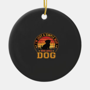 Dog Lover Simple Man Retro Sunset Ceramic Ornament
