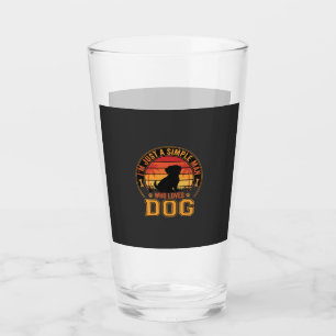 Dog Lover Simple Man Retro Sunset Glass