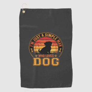 Dog Lover Simple Man Retro Sunset Golf Towel
