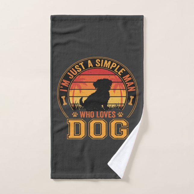 Dog Lover Simple Man Retro Sunset Hand Towel (Hand Towel)