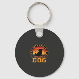 Dog Lover Simple Man Retro Sunset Key Ring