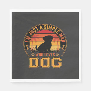 Dog Lover Simple Man Retro Sunset Napkin