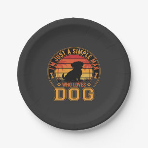 Dog Lover Simple Man Retro Sunset Paper Plate