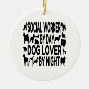 Dog Lover Social Worker Ceramic Ornament