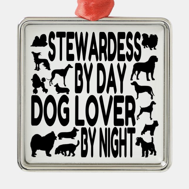 Dog Lover Stewardess Metal Ornament (Front)