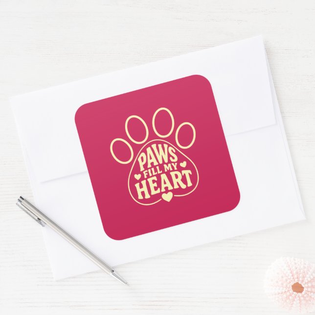 Dog Lover Sticker - Paw Print Typography (Envelope)