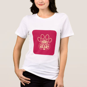Dog Lover T-Shirt - Paw Print Typography Gift  Tri-Blend Shirt