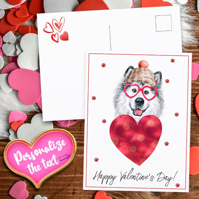 Dog Lover Valentine Gift Alaskan Malamute Holiday Postcard (Creator Uploaded)
