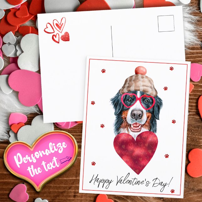 Dog Lover Valentine Gift Bernese Mountain Holiday Postcard (Creator Uploaded)