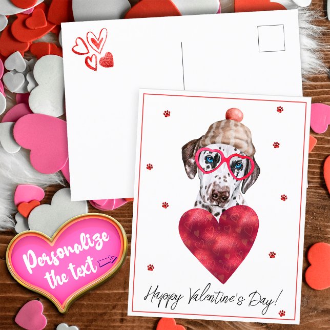 Dog Lover Valentine Gift Dalmatian Holiday Postcard (Creator Uploaded)