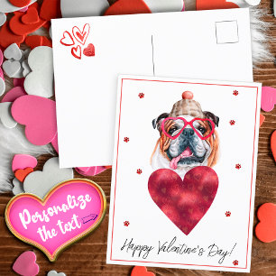 Dog Lover Valentine Gift English Bulldog Holiday Postcard