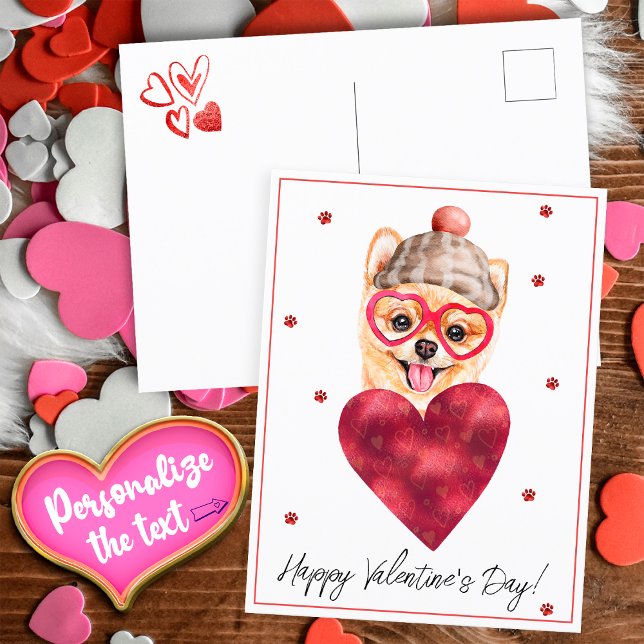 Dog Lover Valentine Gift Pomeranian Holiday Postcard (Creator Uploaded)