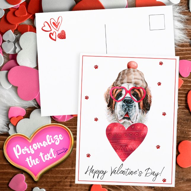 Dog Lover Valentine Gift Saint Bernard Holiday Postcard (Creator Uploaded)