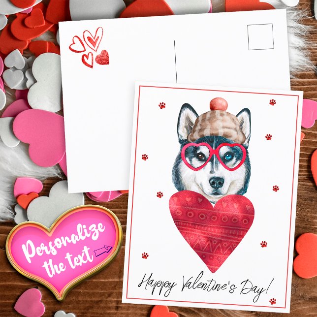 Dog Lover Valentine Gift Siberian Husky Holiday Postcard (Creator Uploaded)