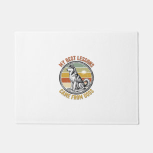 Dog Lover Vintage Shirt with Wise Husky Engraving_ Doormat