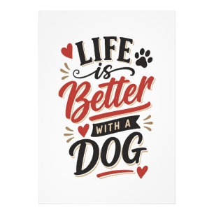 Dog Lover Wall Art - Life is Better with a Dog Red