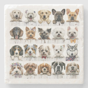 Dog Lover Watercolor Breeds Coaster
